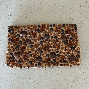 J. Crew Jeweled Stone Garden Silk Clutch Purse